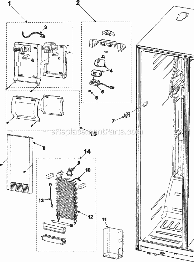 Maytag RS2623VQ Ref - Sxs Freezer Compartment Diagram