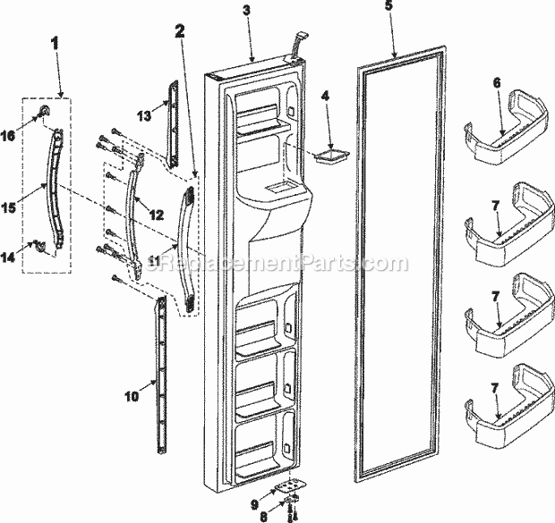 Maytag RS2623VQ Ref - Sxs Freezer Door Diagram