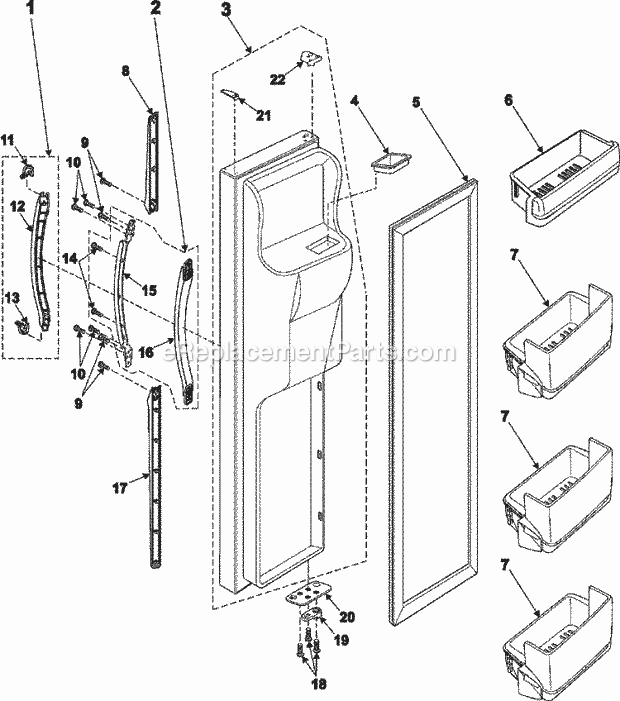 Maytag RS2666SW Ref - Sxs Freezer Door Diagram