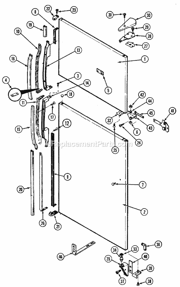 Maytag RTD1900DAM Top Freezer Top-Mount Door (Outer) Diagram