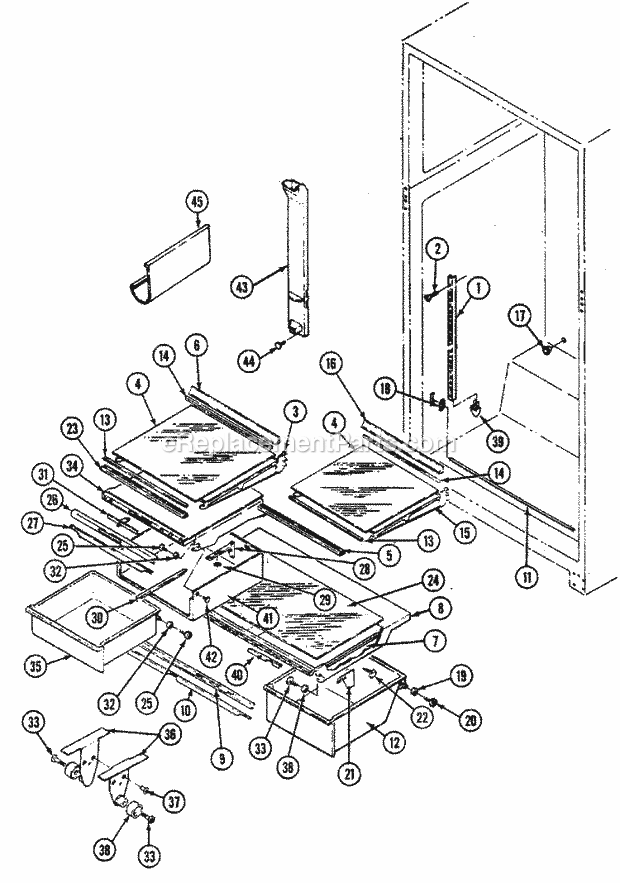 Maytag RTD2300CAL (DH91A) Mfg Number Dh95b, Ref - Top Mount Shelves & Accessories Diagram