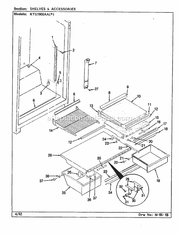 Maytag RTS1900AAL (CH51A) Mfg Number Ch51a, Ref - Top Mount Shelves & Accessories Diagram