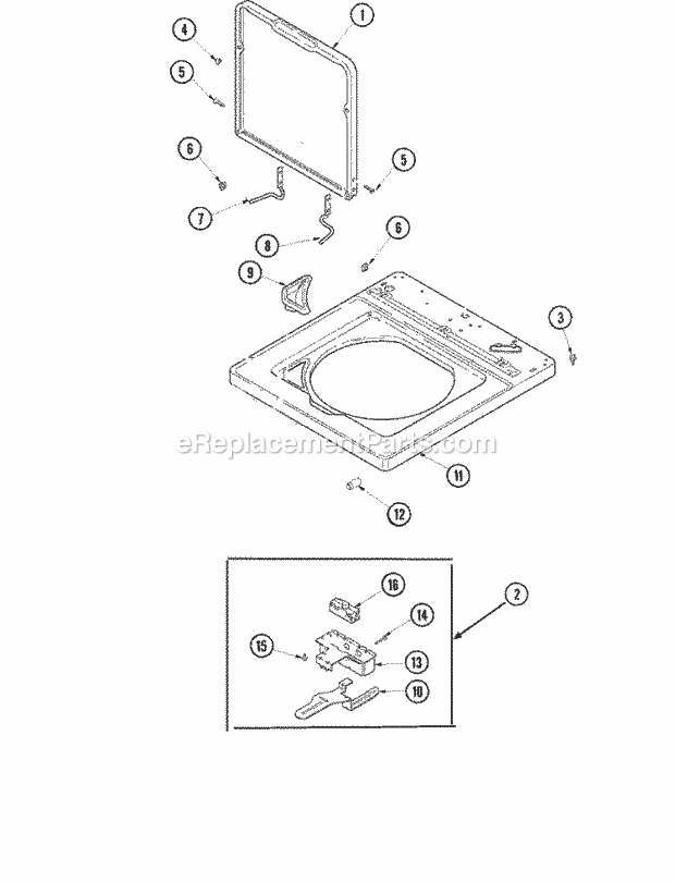 Maytag SAV2555AWW Residential Washer Top and Door Switch Diagram