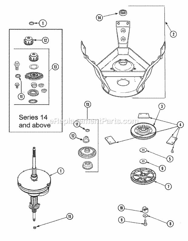 Maytag SAV2555AWW Residential Washer Transmission & Brake Diagram