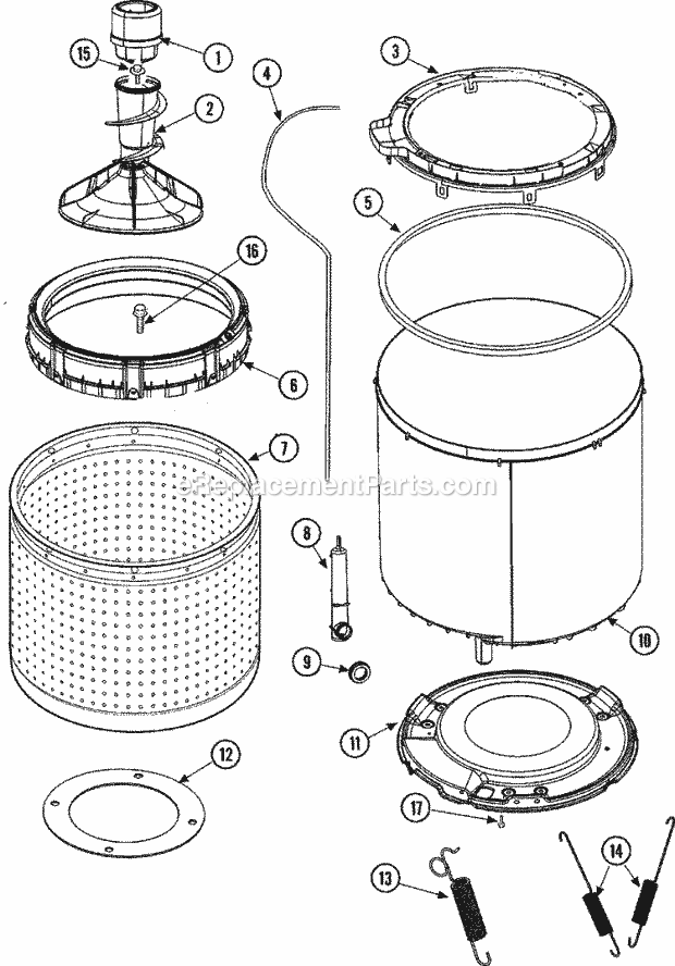 Maytag SAV365ZAWW Residential Washer Tub, Inner & Outer (Series 12) Diagram