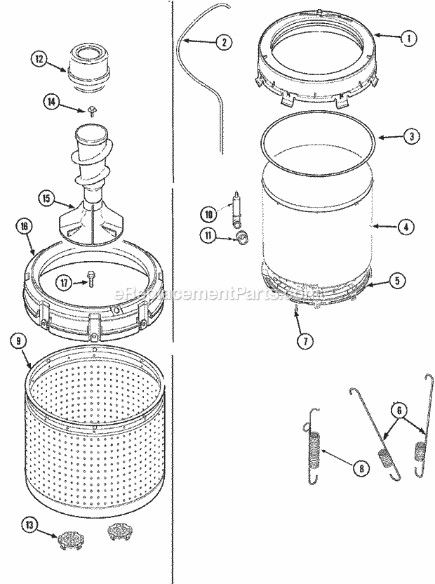 Maytag SAV365ZAWW Residential Washer Tubs Diagram