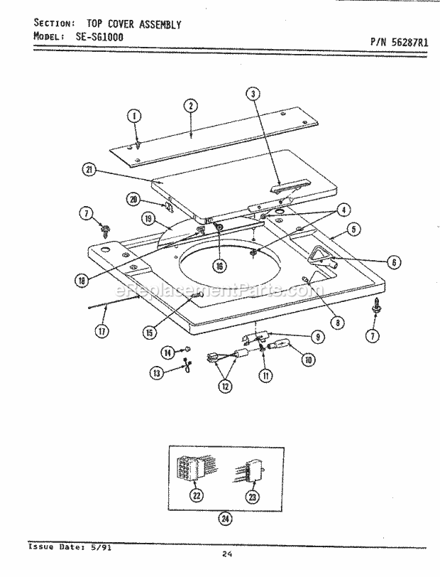 Maytag SE1000 Laundry Center Washer Top Cover Assembly Diagram