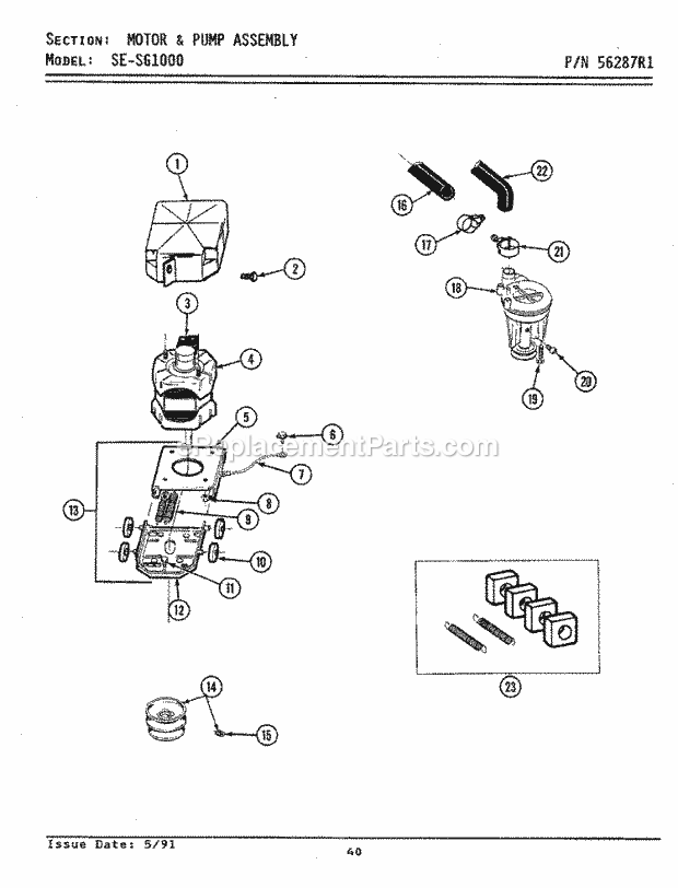 Maytag SG1000 Laundry Center Motor & Pump Assembly Diagram
