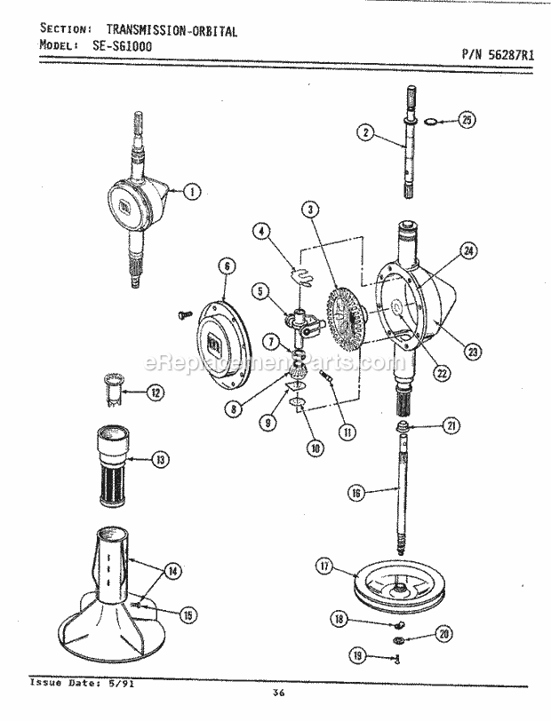 Maytag SG1000 Laundry Center Transmission - Orbital Diagram