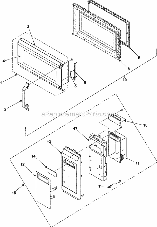 Maytag SMV9165BC Mwave- Mounted Over Range/Wo Control Panel / Door Assembly Diagram