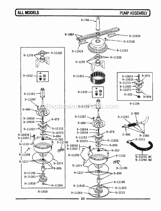 Maytag WC282 Maytag Dishwasher Pump Assembly Diagram