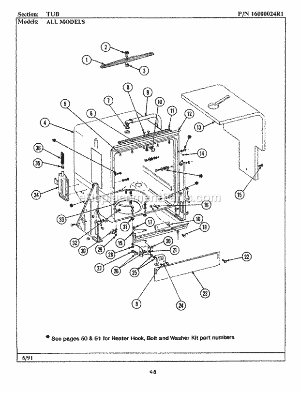 Maytag WU204 Maytag Dishwasher Tub Assy. Diagram