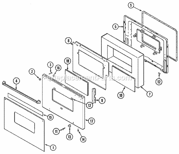 Maytag X9875XVB Built-In, Electric Brands Cooking Door Diagram