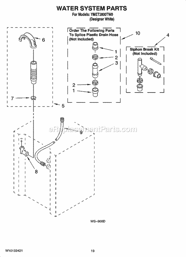 Maytag YMET3800TW0 Laundry Center Water System Parts Diagram