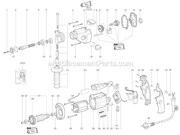 Metabo BE1020 (00831420) 1020W Two-Speed Electric Drill Page A Diagram