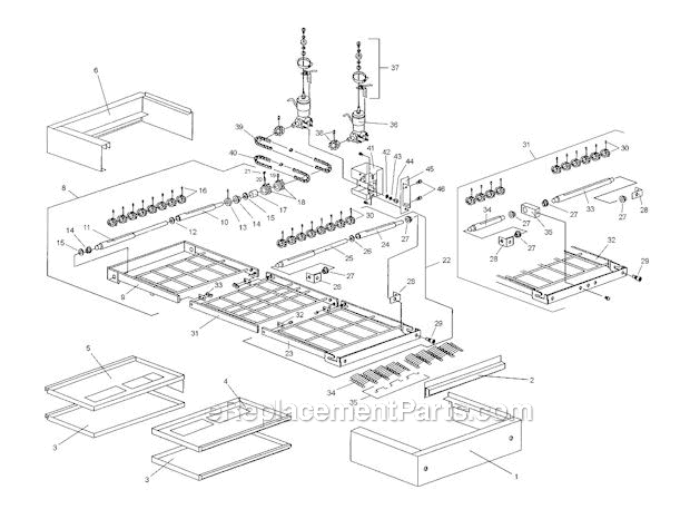 Middleby PS360 Gas and Electric Oven Conveyor Assembly Split-Belt Ovens Diagram