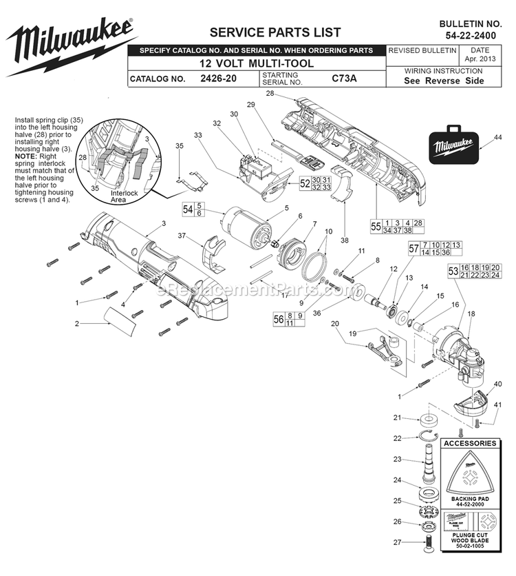 Milwaukee 2426-22 (C73A) 2426-22-(c73a) Page A Diagram