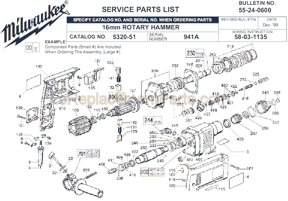 Milwaukee 5320-51 (SER 941A) Rotary Hammer Page A Diagram