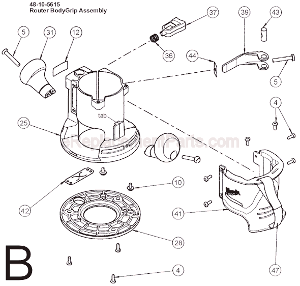 Milwaukee 5615-29 (SER 279B) Router Page B Diagram