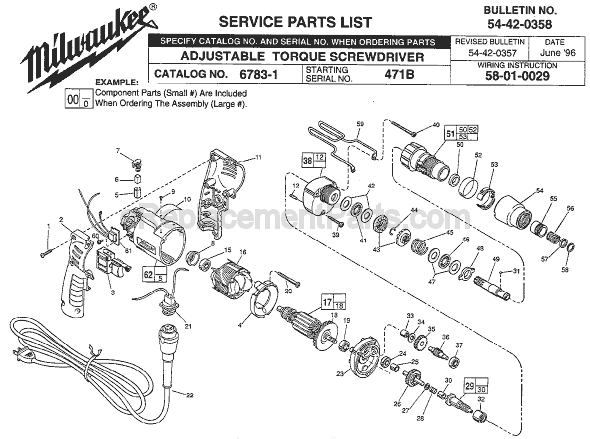 Milwaukee 6783-1 (SER 471B) Electric Drill Page A Diagram