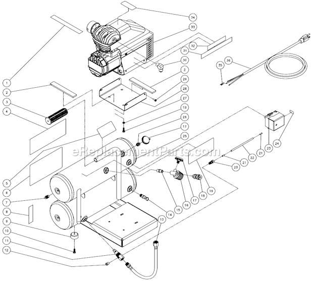 Mi-T-M AC1-HE02-05M1 Air Compressor Tank Assembly For Ac1-He02-05M1 (Before S/N 20046399) Diagram
