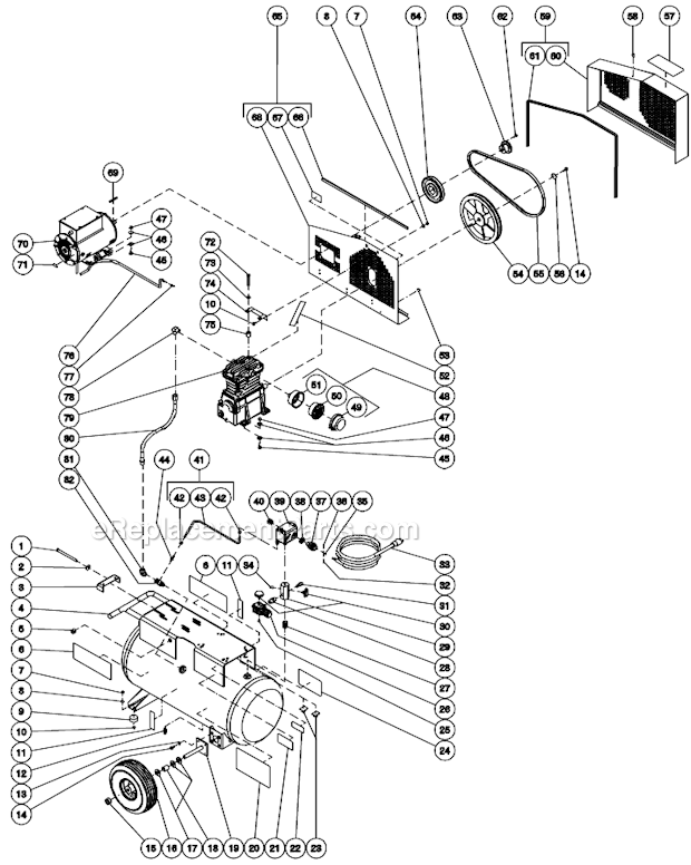 Mi-T-M AC1-PE02-20M Air Compressor Tank Assembly For Ac1-Pe02-20M (After S/N 20026497) Diagram