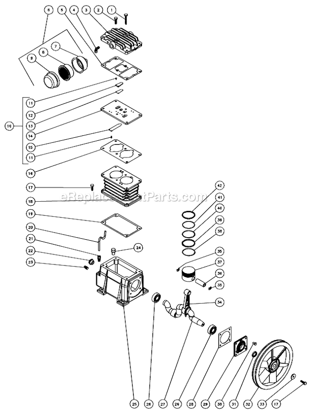 Mi-T-M AC1-PE15-08M1 Air Compressor Single Stage Compressor B Diagram