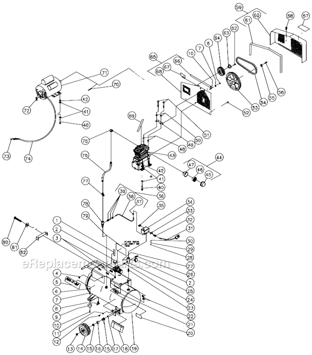 Mi-T-M AC1-PE15-20M Air Compressor Tank Assembly For Ac1-Pe15-20M (After S/N 20012522) Diagram