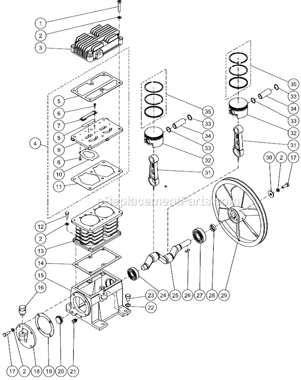 Mi-T-M AM1-PH65-08M Air Compressor Single Stage Compressor Diagram
