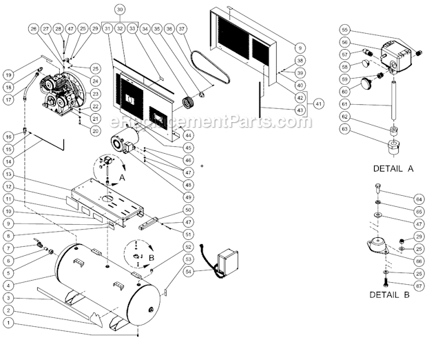 Mi-T-M AM2-HE10-120M Air Compressor Tank Assembly Diagram