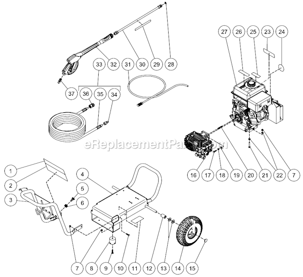 MI-T-M CM-3000-0MLB-C Cold Water Chore Master Gasoline Frame Assembly Diagram