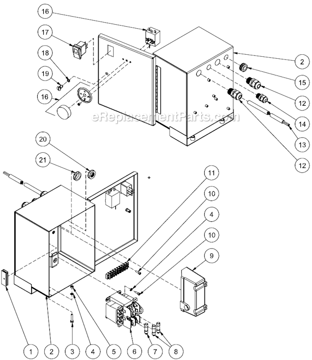 Mi-T-M HGM-3508-0E10 Industrial Hot Water Electric Box Assembly Diagram