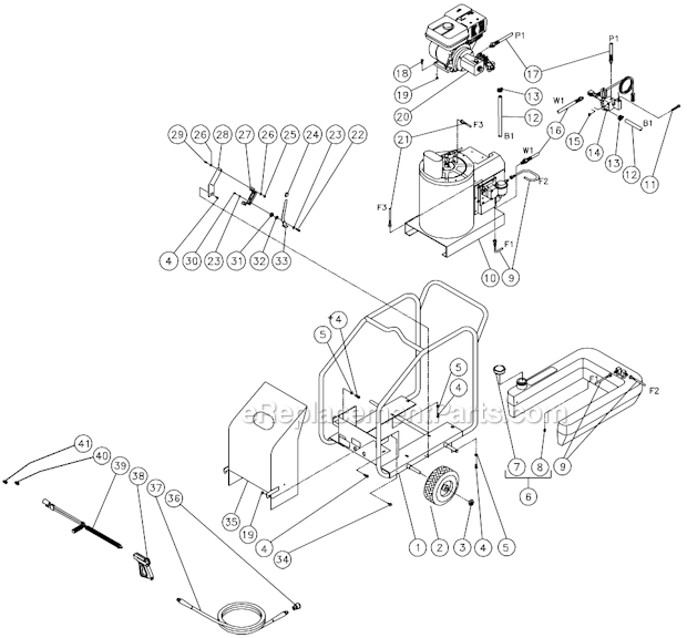 Mi-T-M HSP-2003-1MGH Industrial Hot Water Frame After S/N 15010743 Diagram