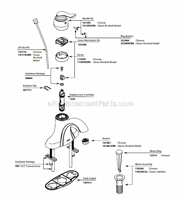 Moen 84000 Muirfield Single Handle Lavatory Faucet Page A Diagram