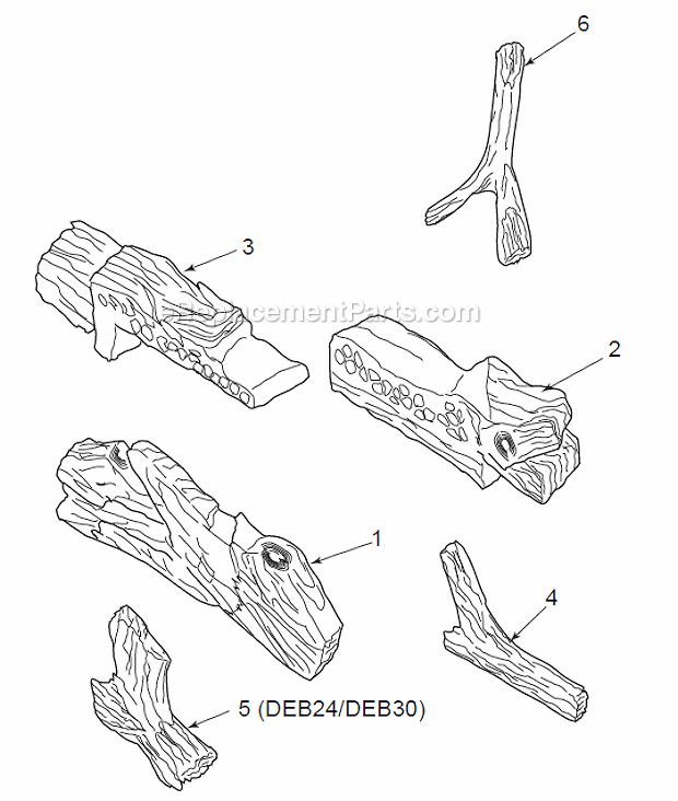 Monessen DEB24 Unvented Gas Log Heater Deb24 Logs Diagram