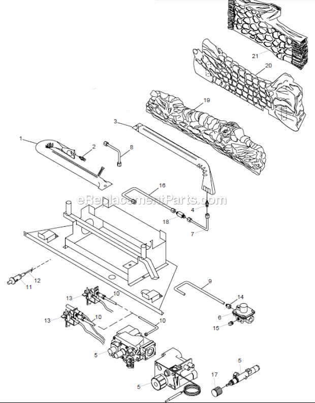 Monessen DFX24 (T-STAT) Vent-Free Fireplace System Page B Diagram