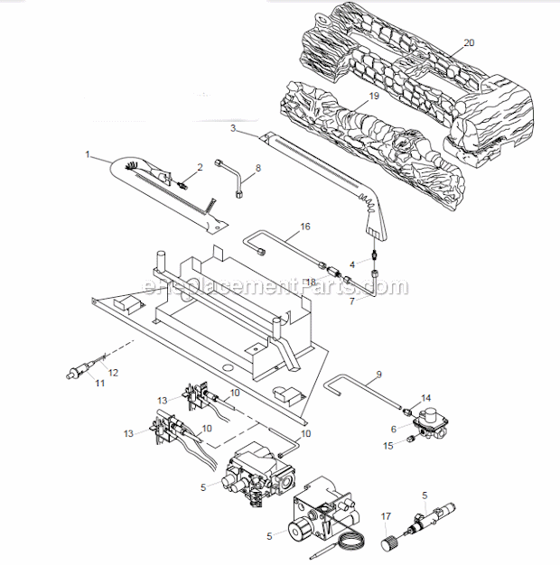 Monessen DFX32 (Milli-Volt) Vent-Free Fireplace System Page B Diagram