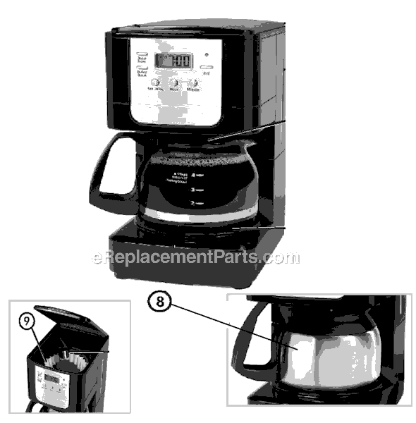 Mr. Coffee JWX9-RB 5-Cup Programmable Coffeemaker, Black Stainless Steel  Carafe