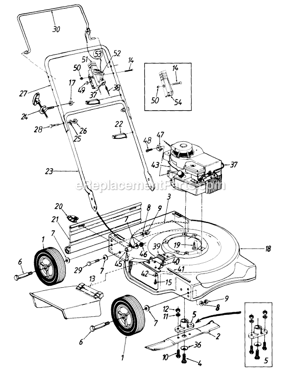 MTD 115-031A151 (1995) Push Walk-Behind Mower Page B Diagram