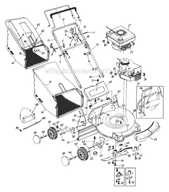 MTD 116-411A033 (73776) (1996) Push Walk-Behind Mower Page B Diagram