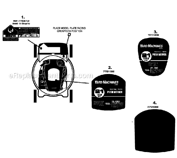 Bolens 11A-414A065 (2008) Push Walk-Behind Mower Page B Diagram