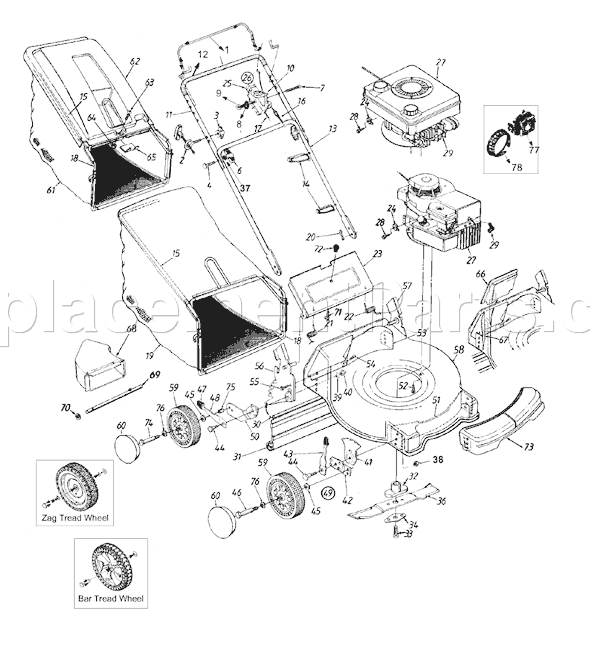 Bolens 11A-416H763 (2003) Push Walk-Behind Mower Page B Diagram