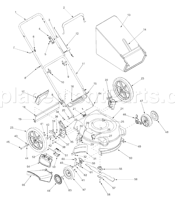 Bolens 11A-544L163 (2003) Push Walk-Behind Mower General Assembly (Steel Rear Door) Diagram