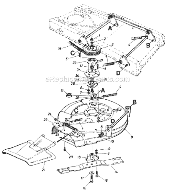 MTD 121-560B033/75525 (1991) Self-Propelled Walk-Behind Mower Page C Diagram