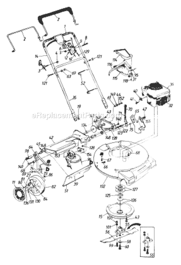 MTD 122-118R000 (1992) Lawn Mower Page B Diagram