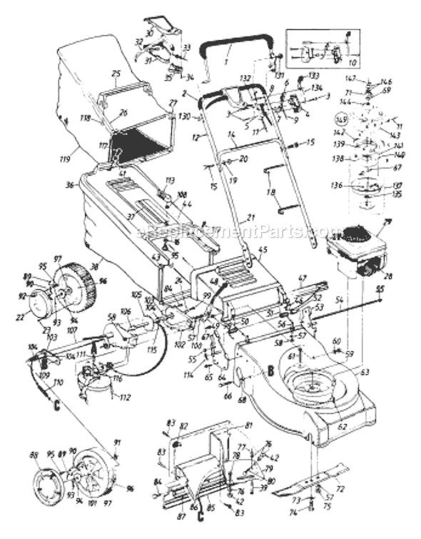 MTD 122-478B000 (1992) Lawn Mower Page C Diagram