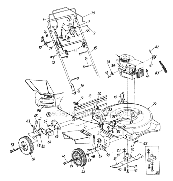 MTD 123-280B719 (1993) Self-Propelled Walk-Behind Mower Page B Diagram