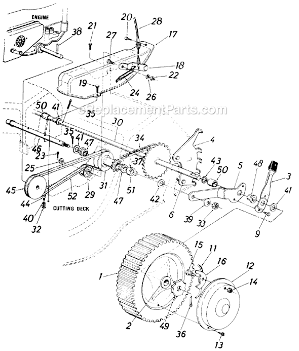 MTD 125-366-704 (1985) Self-Propelled Walk-Behind Mower Page B Diagram