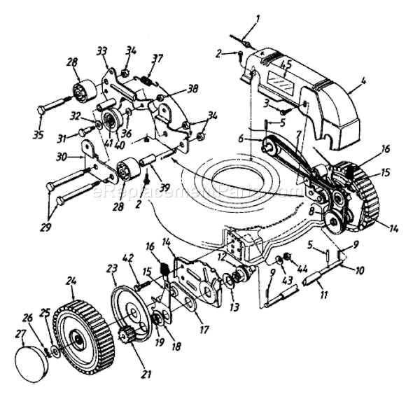 MTD 126-458B033 (75749) (1996) Self-Propelled Walk-Behind Mower Page B Diagram