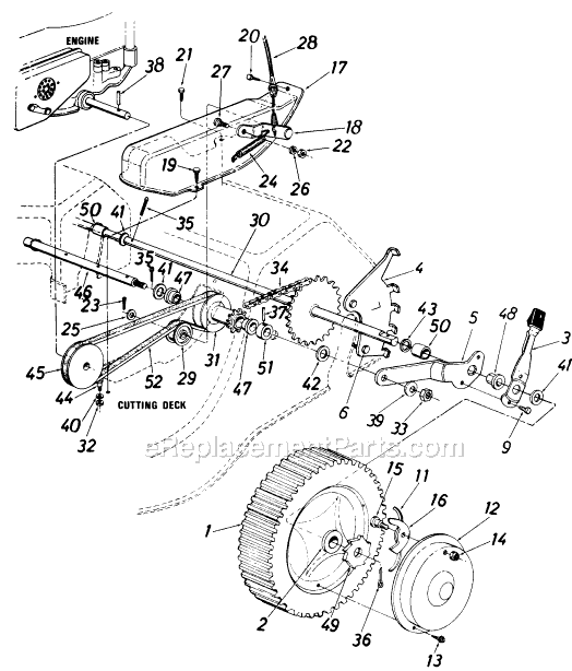 MTD 127-362-120/8007 (1987) Self-Propelled Walk-Behind Mower Page B Diagram
